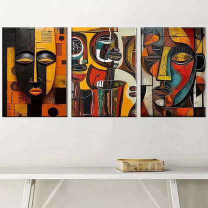 3pcs Modern Abstract Geometric Portrait Canvas Unframed - High Quality Print 100% Australian Made Wall Canvas