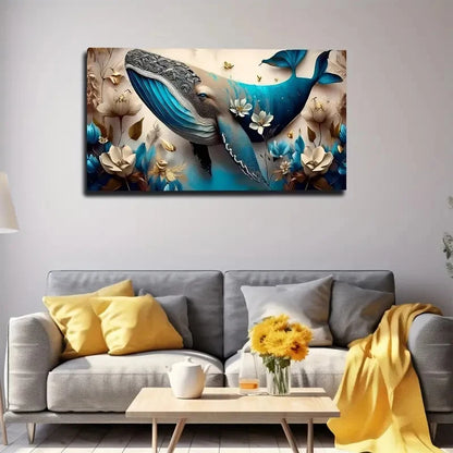Blue And Golden Accents Wall Art Canvas Office Home Room Framed 120x60cm