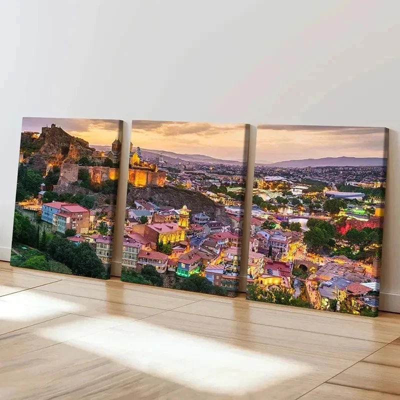 3pcs Georgia Landscape Travel Modern Wall Art Set Canvas Framed 60x90cm - High Quality Print 100% Australian Made Wall Canvas Ready to Hang - Bella Home Decor