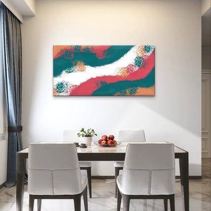Modern Abstract Textured Colour Block Waves Wall Art Canvas Office Home Framed 120x60cm