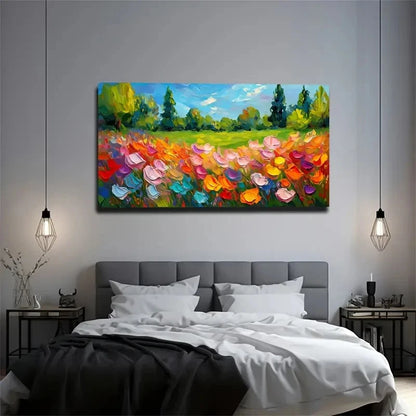 Bohemian Wildflowers Wall Art Canvas Office Home Room Framed 120x60cm