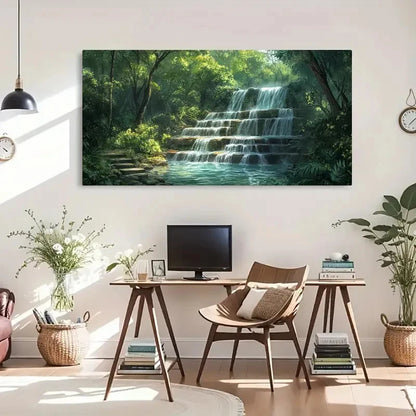 Modern Landscape Waterfall Landscape Wall Art Canvas Office Home Room Framed 120x60cm