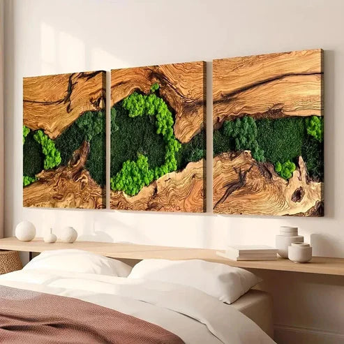 3pcs Abstract Tree Forest From Over View Wall Art Set Canvas Unframed - High Quality Print 100% Australian Made Wall Canvas - Bella Home Decor