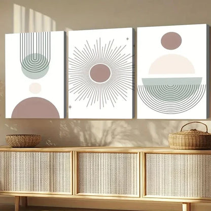 3pcs Modern Boho Art Colors Rainbow Sun and Stars Wall Art Set Canvas Unframed - High Quality Print 100% Australian Made Wall Canvas