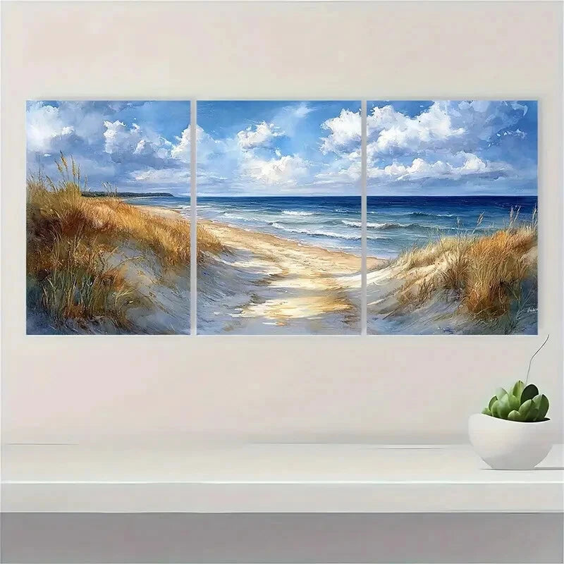 3pcs Twelvemile Beach Michigan Watercolor Metal Print Ready to Hang Art - Bella Home Decor