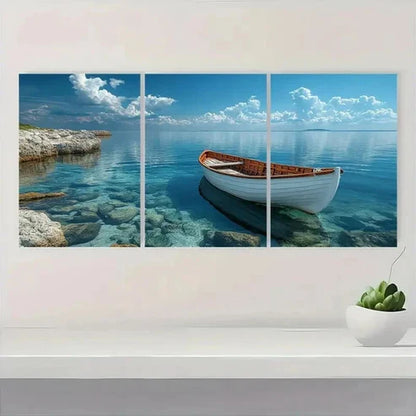 3pcs Rustic Seascape Art  Wall Art Set Canvas Unframed - High Quality Print 100% Australian Made Wall Canvas - Bella Home Decor
