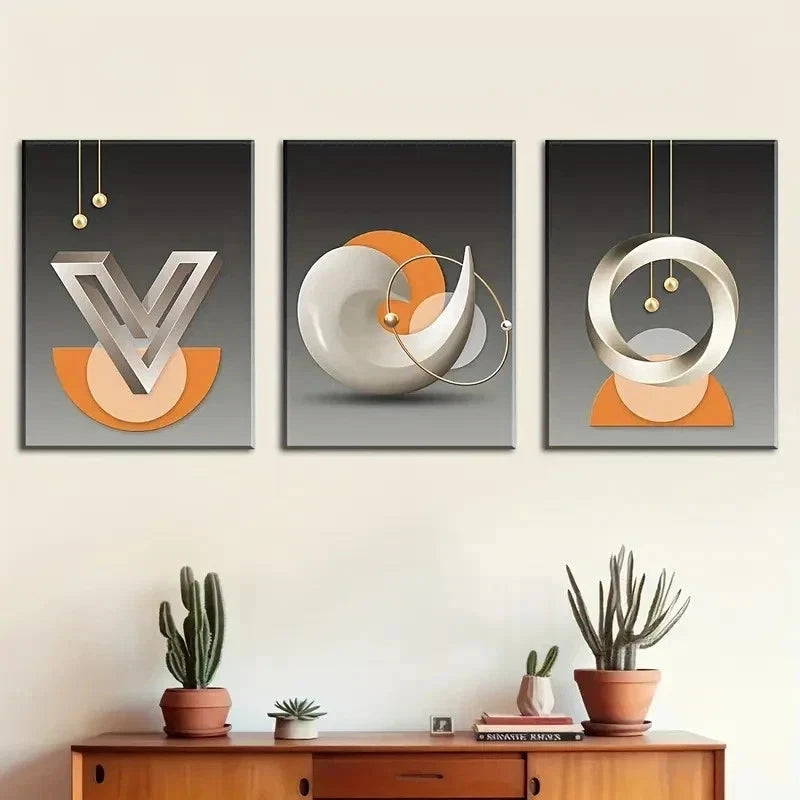 3pcs Abstract Geometric Modern Fashion Perfect Wall Art Set Canvas Framed 50x70cm - High Quality Print 100% Australian Made Wall Canvas Ready to Hang - Bella Home Decor