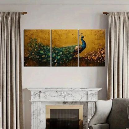 3pcs Peacock Artwork Vibrant Colors Detailed Wall Art Set Canvas Framed 40x60cm - High Quality Print 100% Australian Made Wall Canvas Ready to Hang - Bella Home Decor