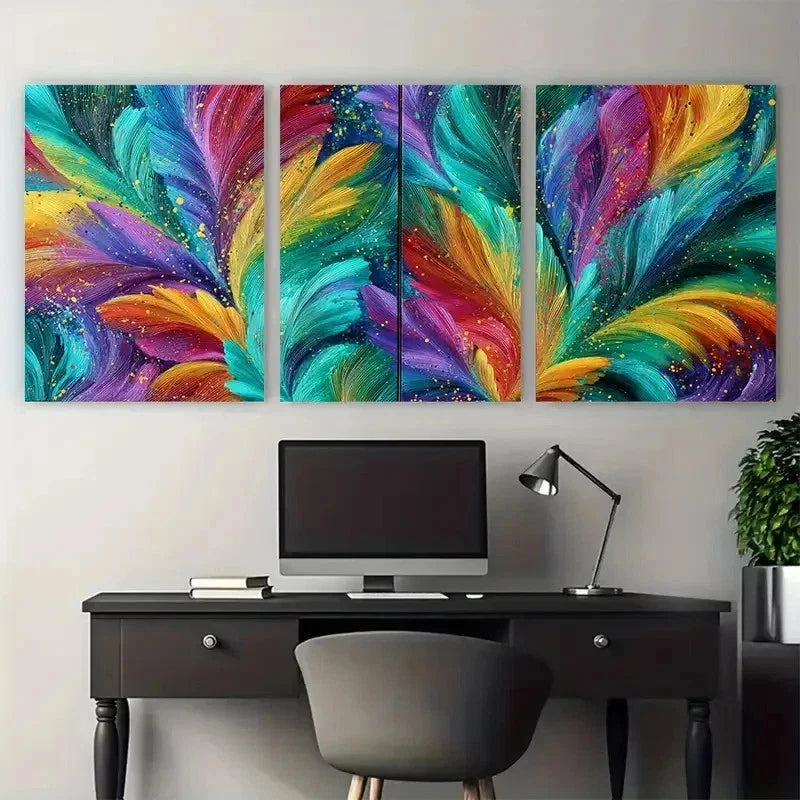 3pcs Vibrant Colors Abstract Modern Perfect Wall Art Set Canvas Framed 50x70cm - High Quality Print 100% Australian Made Wall Canvas Ready to Hang