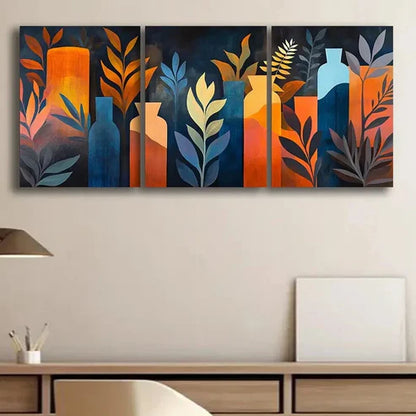3pcs Colorful Abstract Vase Design Perfect Wall Art Set Canvas Unframed - High Quality Print 100% Australian Made Wall Canvas
