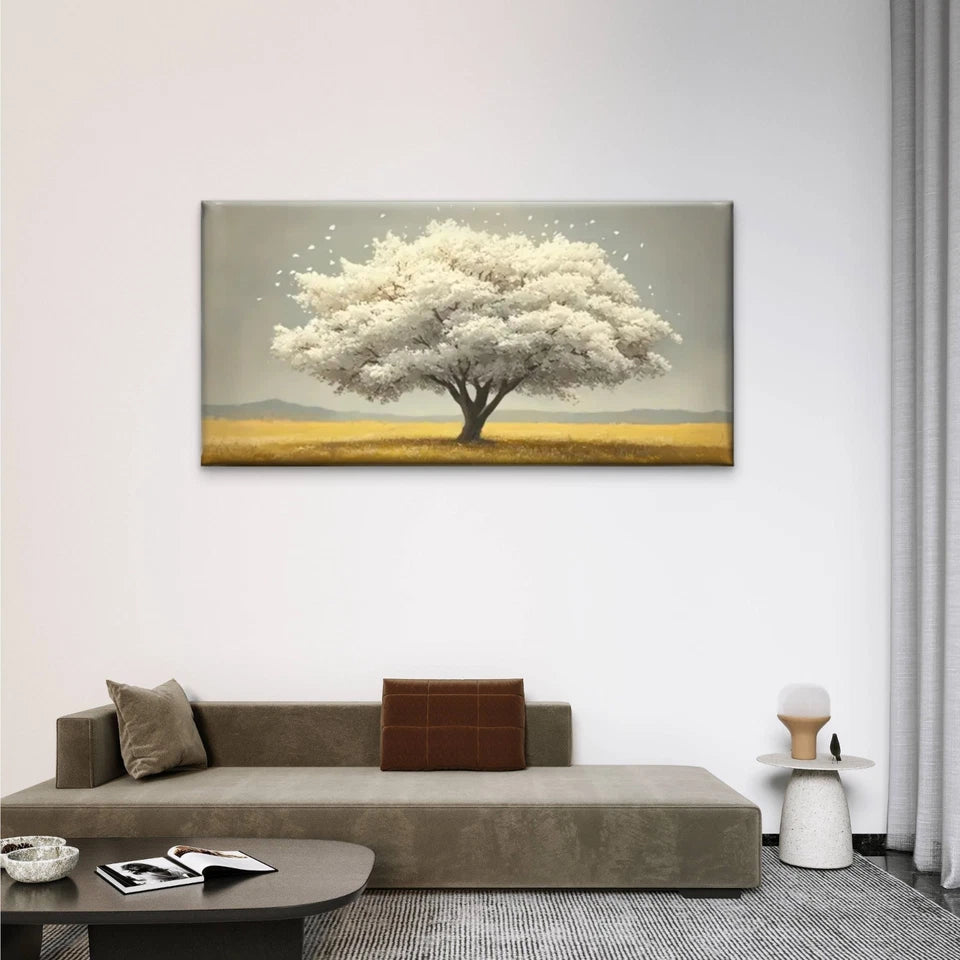 The Trees In Field Peaceful Wall Art Canvas Office Home Room Framed 120x60cm