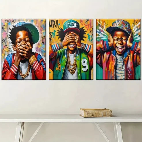 3pcs Modern Fashion Graffiti Style Figure Art Set Canvas Unframed - High Quality Print 100% Australian Made Wall Canvas