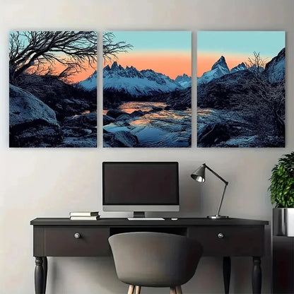 3pcs Patagonia Mount Fitz Roy Scenery Perfect Wall Art Set Canvas Framed 50x70cm - High Quality Print 100% Australian Made Wall Canvas Ready to Hang