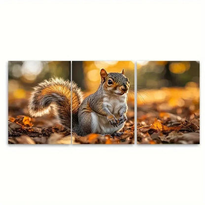 3pcs Cute Squirrel Print S  Wall Art Set Canvas Framed 60x90cm - High Quality Print 100% Australian Made Wall Canvas Ready to Hang - Bella Home Decor