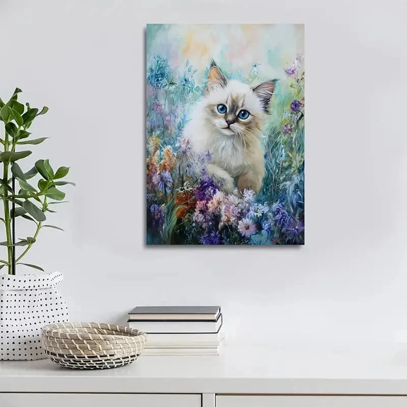 Ragdoll Cat Kitten with Blue Eyes & Vibrant 40x60cm Metal Print Ready to Hang - Bella Home Decor