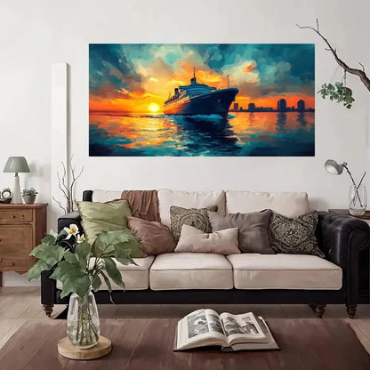 Ocean Liner Cruise Ship Wall Art Canvas Office Home Room Framed 120x60cm