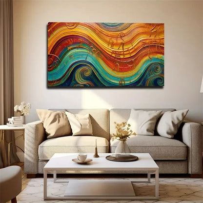 Colorful Wavy Design Musical Wall Art Canvas Office Home Room Framed 120x60cm