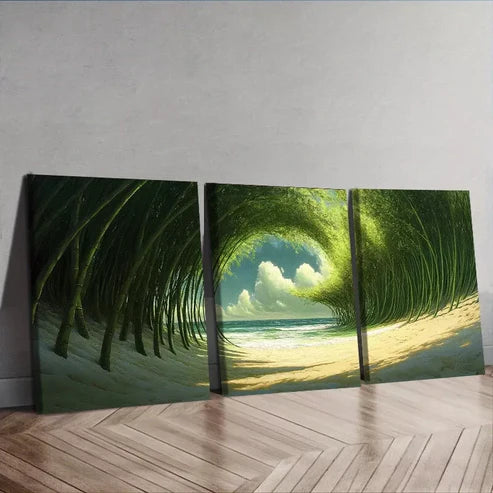 3 PCS Depicting A Figure In A Forest By A Lake Wall Art Set Canvas Unframed - High Quality Print 100% Australian Made Wall Canvas