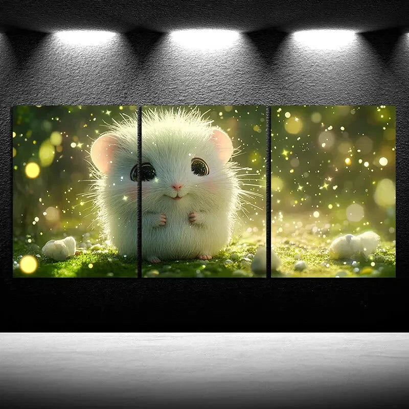 3pcs Beautiful Hamster Painting Metal Print Ready to Hang Art - Bella Home Decor