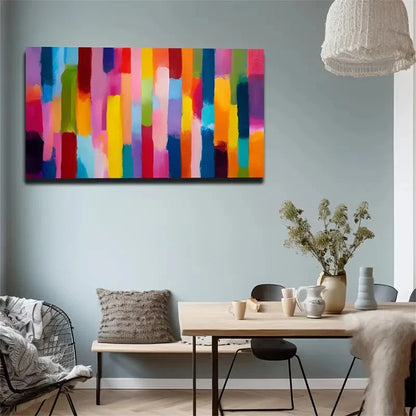 Vibrant Colorful Stripes Wall Art Canvas Office Home Room Framed 120x60cm