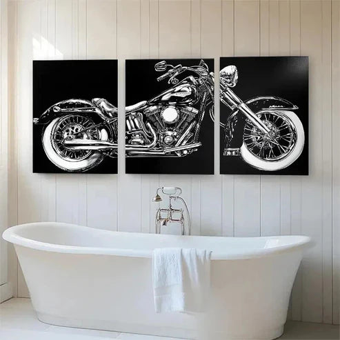 3pcs Vintage Motorcycle Classic Bike Wall Art Canvas Unframed - High Quality Print 100% Australian Made Wall Canvas