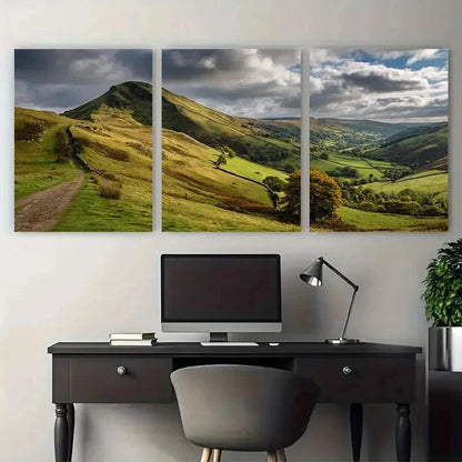 3pcs Peak District England Travel Perfect Wall Art Set Canvas Framed 50x70cm - High Quality Print 100% Australian Made Wall Canvas Ready to Hang