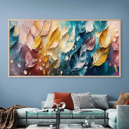 Abstract Feather Wall Art Canvas Office Home Room Framed 120x60cm