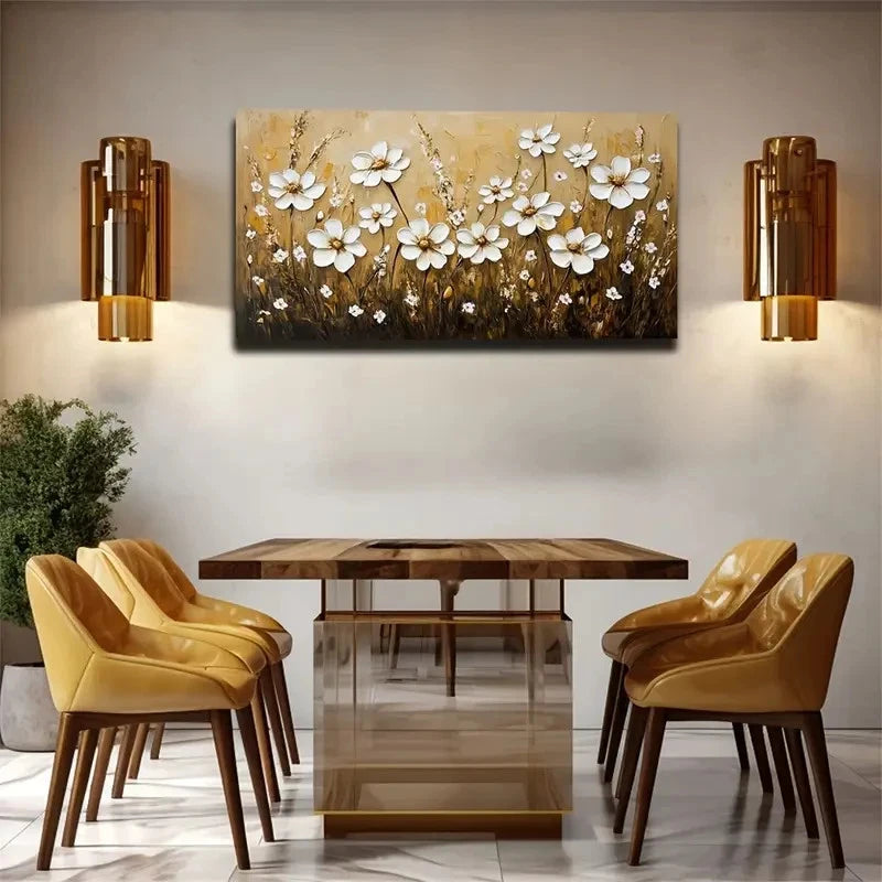Boho-Chic Abstract Flower Wall Art Canvas Office Home Room Framed 120x60cm