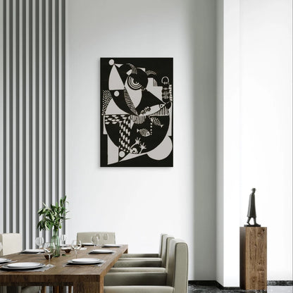 Black and White Modern Geometric Art 40x60cm Metal Print Ready to Hang