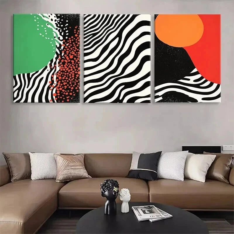 3pcs Modern Abstract Zebra Stripes Perfect Wall Art Set Canvas Framed 40x60cm - High Quality Print 100% Australian Made Wall Canvas Ready to Hang