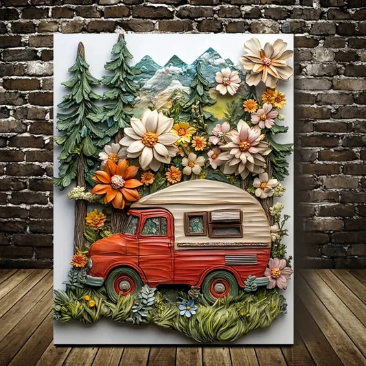 Beautiful The Kindred Pines Heart Blossoms Painting 40x60cm Metal Print Ready to Hang - Bella Home Decor