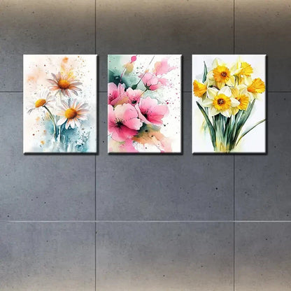 3pcs Cold And Beautiful Flowers Metal Print Ready to Hang Art - Bella Home Decor