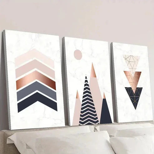 3pcs Modern Geometric Decor with Marble Texture Wall Art Canvas Unframed - High Quality Print 100% Australian Made Wall Canvas