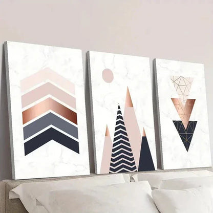 3pcs Modern Geometric Decor with Marble Texture Wall Art Canvas Unframed - High Quality Print 100% Australian Made Wall Canvas