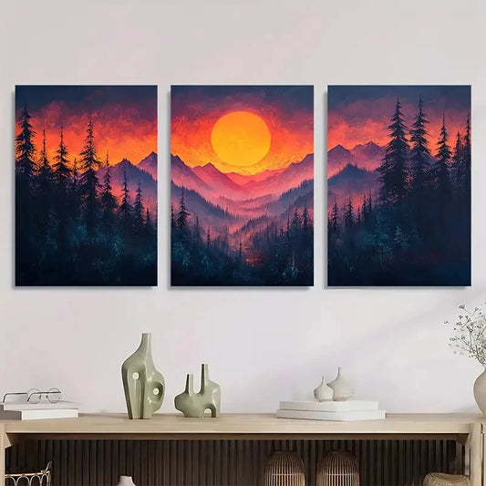 3pcs Vibrant Sunest Canvas Triptych Wall Art Set Canvas Framed 40x60cm - High Quality Print 100% Australian Made Wall Canvas Ready to Hang