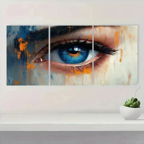 3pcs Beauty Vibrant Blue Eye  Wall Art Set Canvas Unframed – High Quality Print, 100% Australian Made Wall Canvas - Bella Home Decor