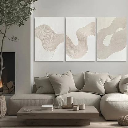 3pcs  White Texture with Irregular   Wall Art Set Canvas Framed 40x60cm - High Quality Print 100% Australian Made Wall Canvas Ready to Hang - Bella Home Decor