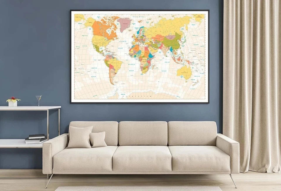 NEW (LAMINATED) OLD RETRO  WORLD MAP (61X91CM) Educational CHART PICTURE PRINT