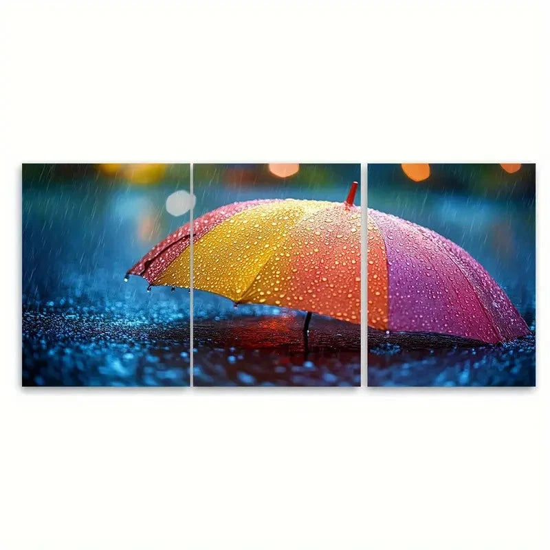 3pcs Paper Rainy Day Water Rolling TI   Wall Art Set Canvas Framed 40x60cm - High Quality Print 100% Australian Made Wall Canvas Ready to Hang