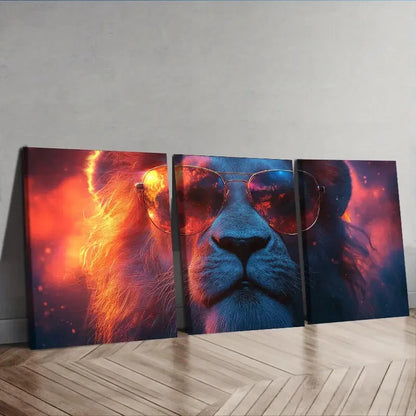 3pcs A long-haired lion Wall Art Set Canvas Framed 60x90cm - High Quality Print 100% Australian Made Wall Canvas Ready to Hang - Bella Home Decor