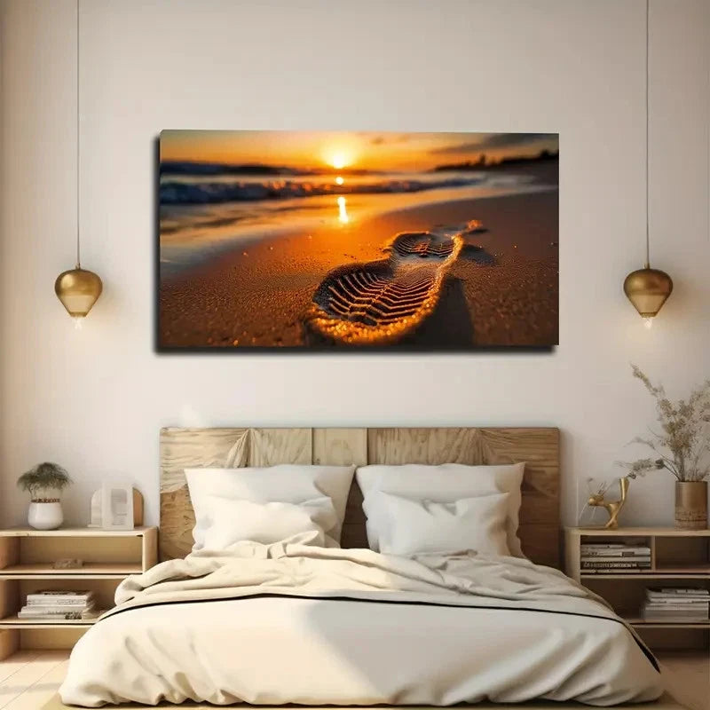 A Lone Footprint Wall Art Canvas Office Home Room Framed 120x60cm