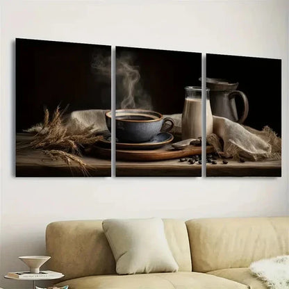 3pcs Vintage Coffee and Milk Realistic Wall Art Set Canvas Unframed - High Quality Print 100% Australian Made Wall Canvas