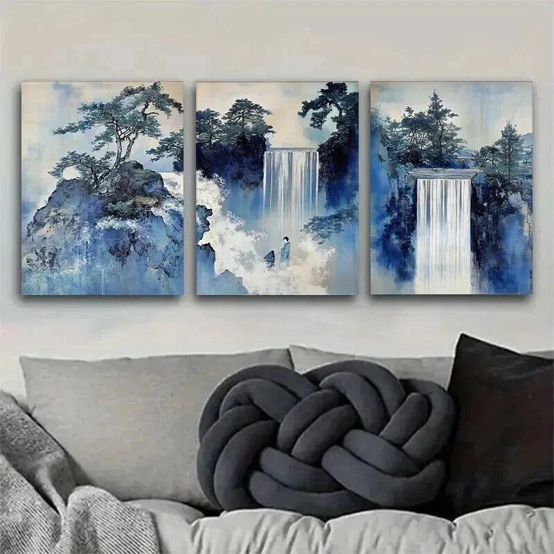 3pcs Waterfalls Pine Trees and Solitary Perfect Wall Art Set Canvas Framed 60x90cm - High Quality Print 100% Australian Made Wall Canvas Ready to Hang - Bella Home Decor