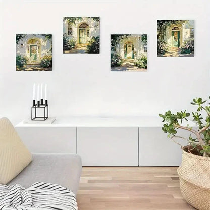 4pcs Floral & Greenery Scenes Wall Art Canvas Framed