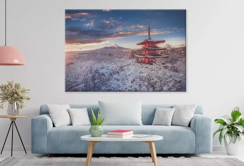 Mountain Fuji And Chureito Pagoda  Wall Art Decor 100% Australian Made - Bella Home Decor