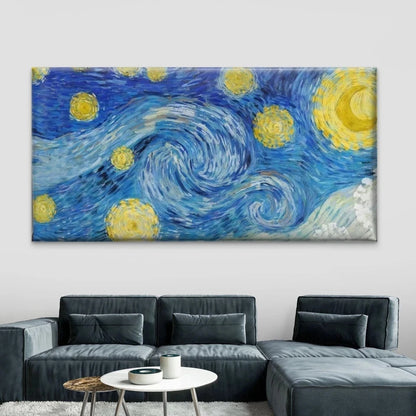 Abstract Blue Night Sky Wall Art Canvas Office Home Room Framed 120x60cm