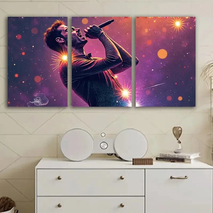 3pcs Man In Suit Singing Wall Art Set Canvas Framed 40x60cm - High Quality Print 100% Australian Made Wall Canvas Ready to Hang