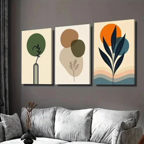 3pcs Botanical Minimalist Style with Neutral Wall Art Canvas Unframed - High Quality Print 100% Australian Made Wall Canvas - Bella Home Decor