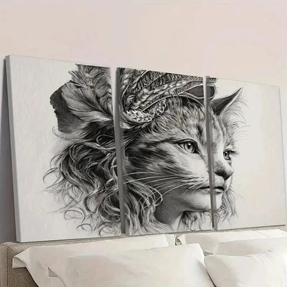 3pcs Simulation Pencil Drawing Wall Art Set Canvas Framed 50x70cm - High Quality Print 100% Australian Made Wall Canvas Ready to Hang