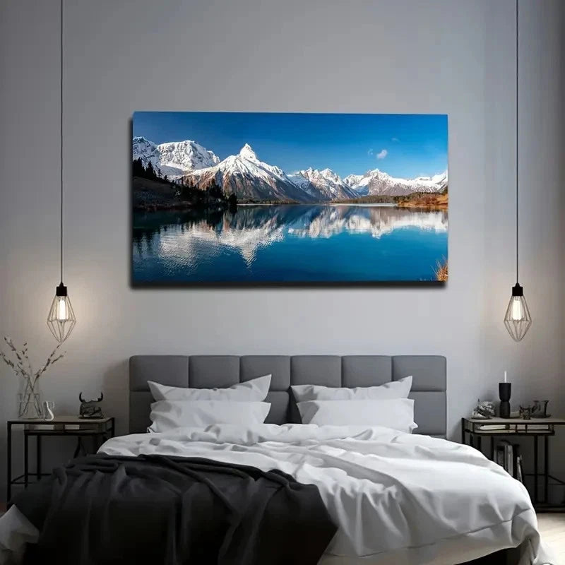Scenic Mountain And Lake Wall Art Canvas Office Home Room Framed 120x60cm
